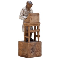 German Shopkeeper Carved Wooden Figure