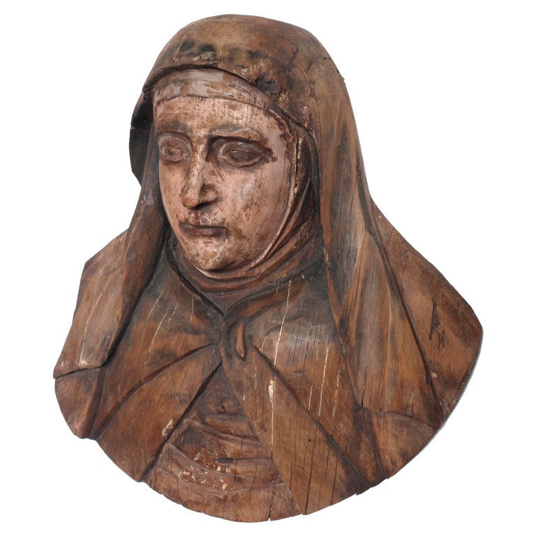 Colonial Mexican Carved Teresa of Avila For Sale