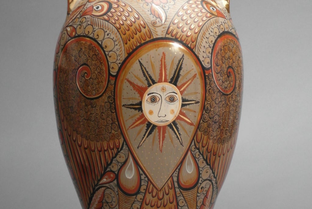 Mexican Unique Jose Luis Cortez Burnished Ceramic Vase