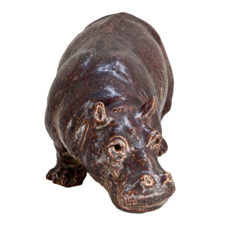 Knud Kyhn Hippopotamus for Royal Copenhagen For Sale