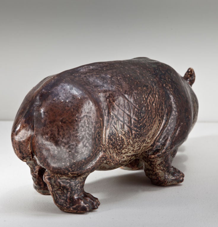 Mid-20th Century Knud Kyhn Hippopotamus for Royal Copenhagen For Sale