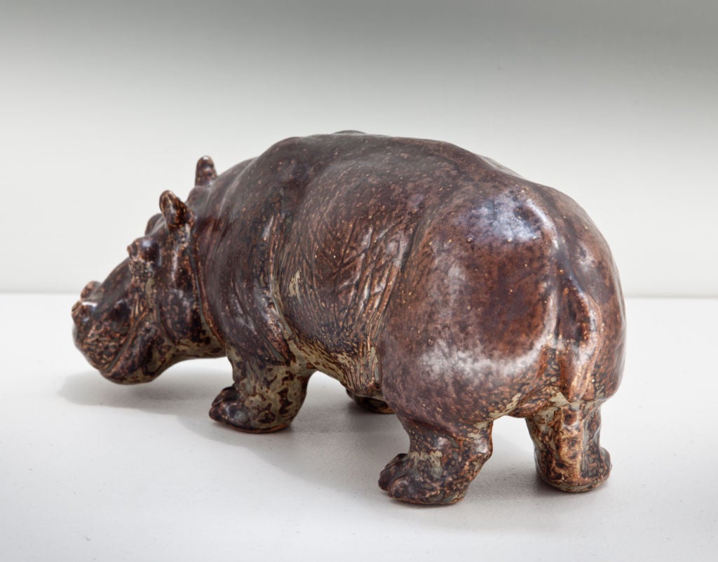 Stoneware Knud Kyhn Hippopotamus for Royal Copenhagen For Sale