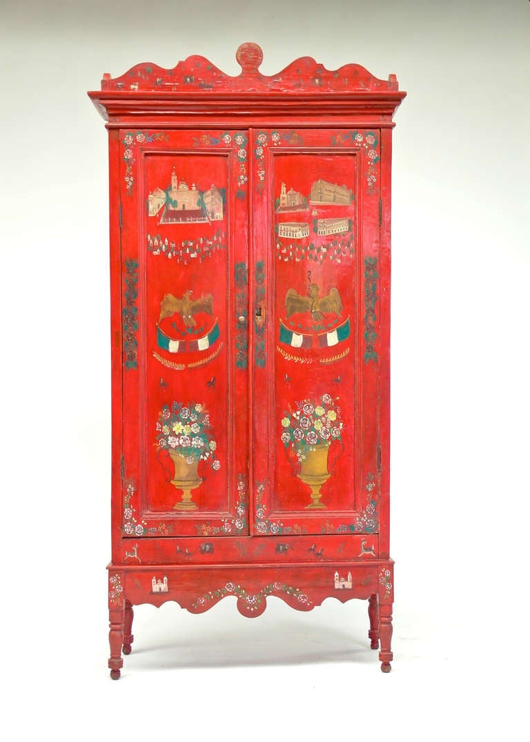 Mexican Tall Lacquered  Cabinet from Olinala For Sale 4