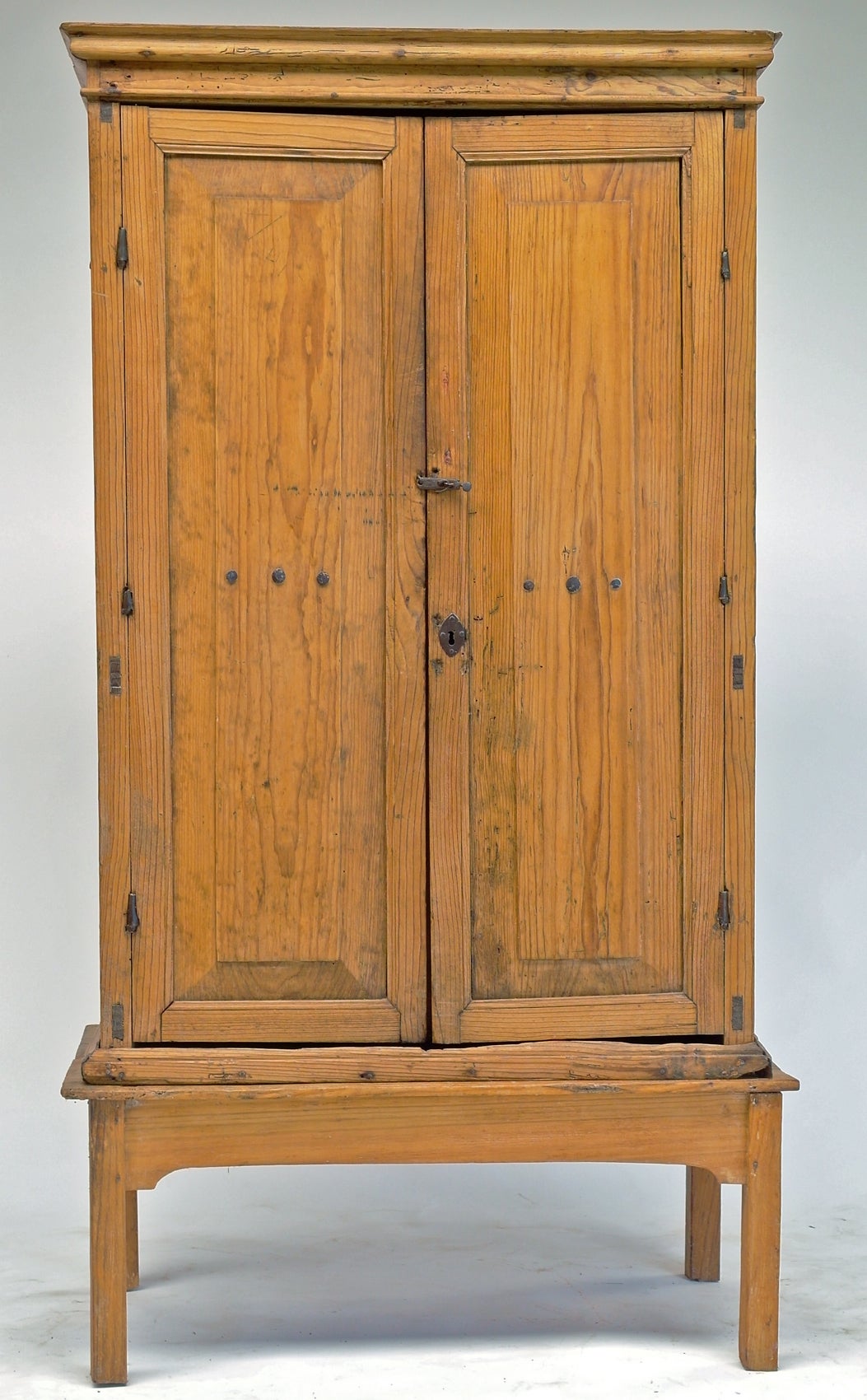 Mexican Colonial Tall Pine Cabinet For Sale