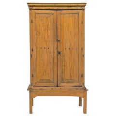 Antique Mexican Colonial Tall Pine Cabinet