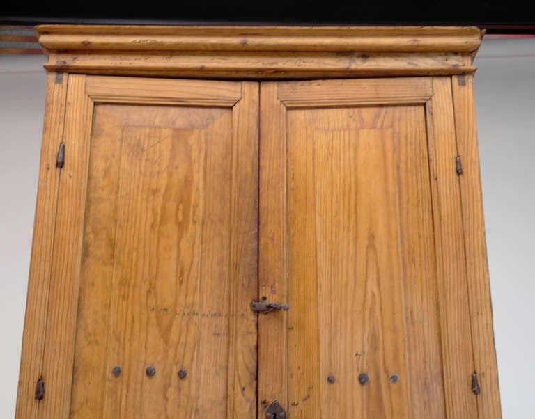 18th Century and Earlier Mexican Colonial Tall Pine Cabinet For Sale