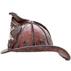 Antique 19th Century Cairns & Brothers Leather Fireman's Leather Helmet