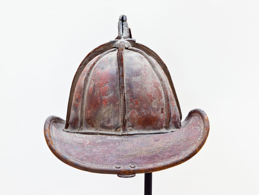 American 19th Century Cairns & Brothers Leather Fireman's Leather Helmet
