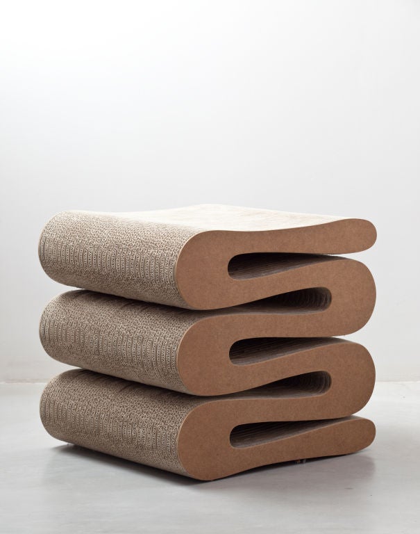 Minimalist Frank Gehry Easy Edges Wiggle Stool, 2001 Vitra Edition