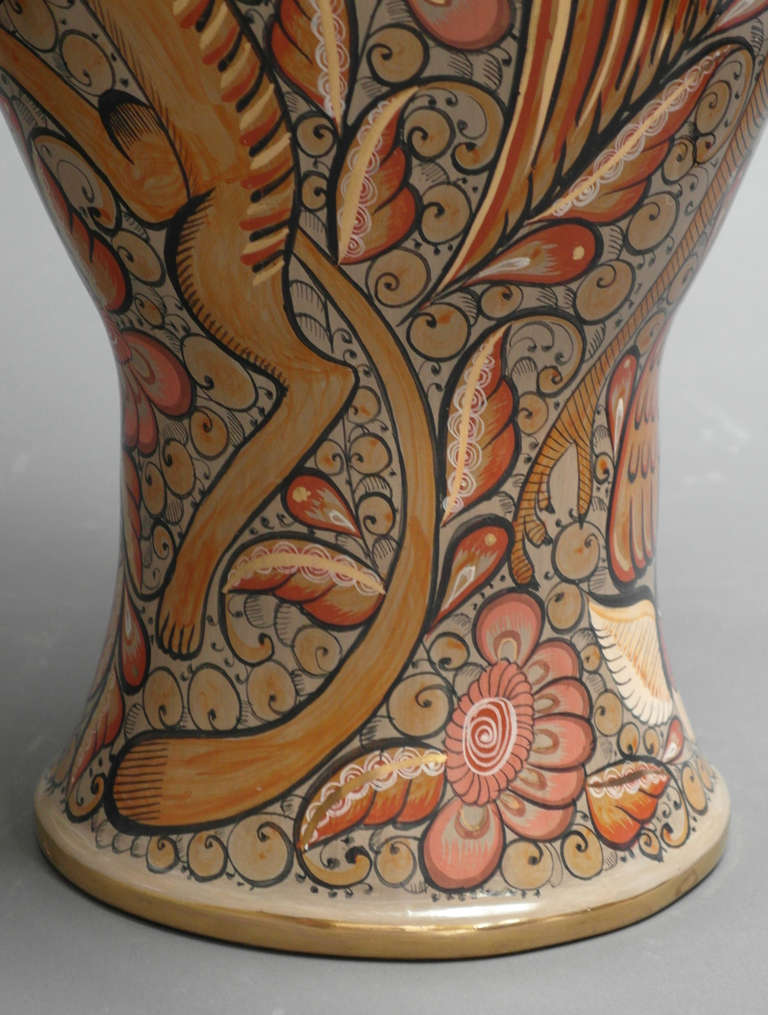 Modern Unique Jose Luis Cotez Burnished Ceramic Vase For Sale