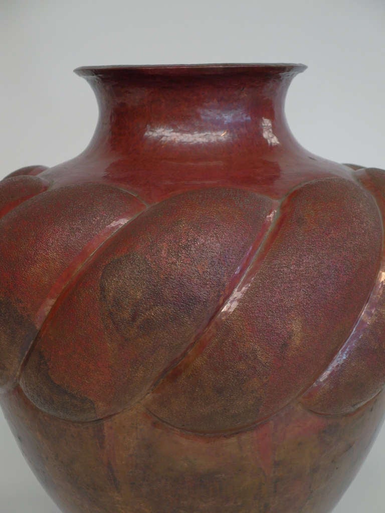 Folk Art Large Santa Clara del Cobre Copper Vase