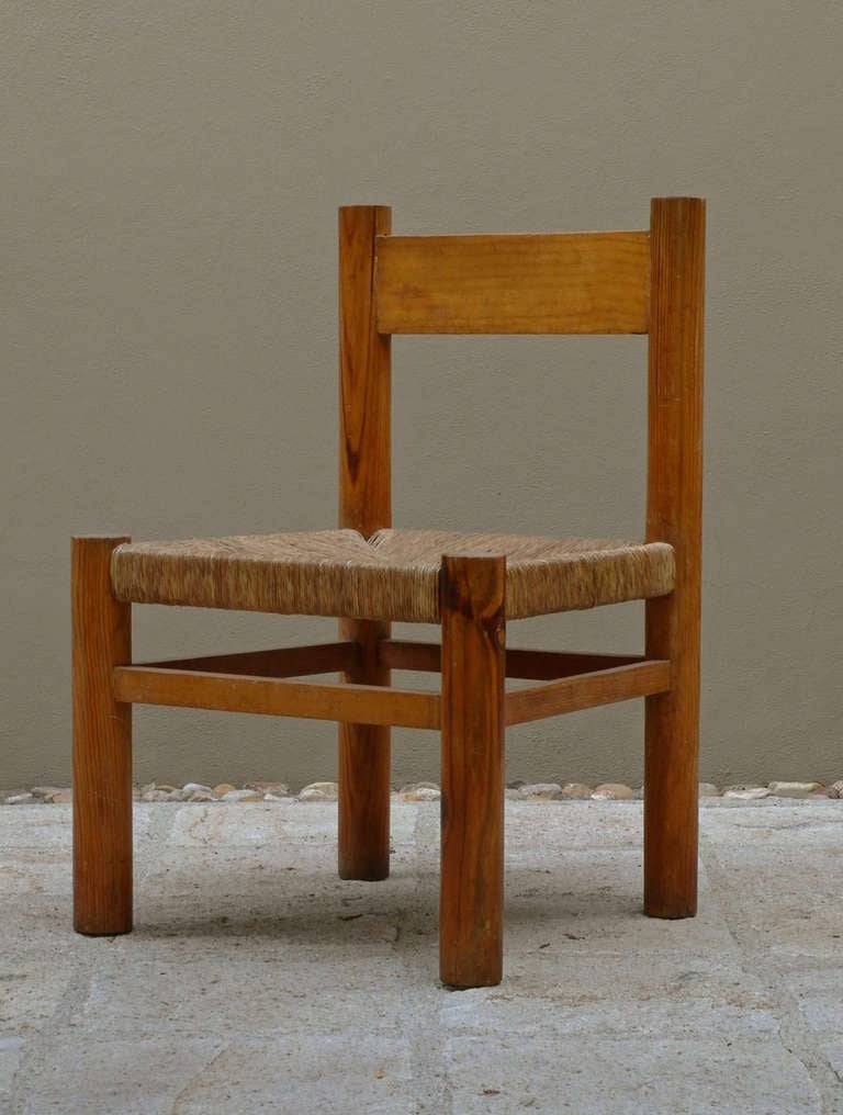 Mid-20th Century Four Early Modernest Pine Sdechairs Atrtibuted to Luis Barragan