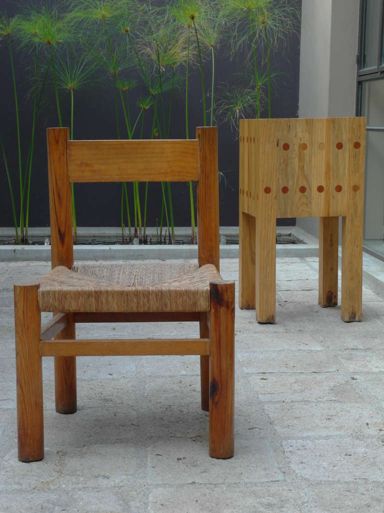 Four Early Modernest Pine Sdechairs Atrtibuted to Luis Barragan 3