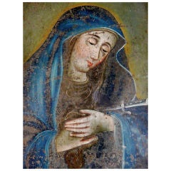 Antique 19th Century Santo Ratablo "Virgin of Sorrows"