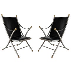 Pair of Folding Campaign Chairs By Maison Jansen
