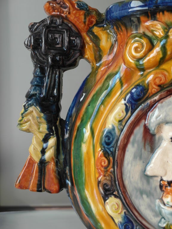 Pair Of Oaxacan Choreada y Vidriada Art Deco Vases In Excellent Condition In San Miguel Allende, GTO