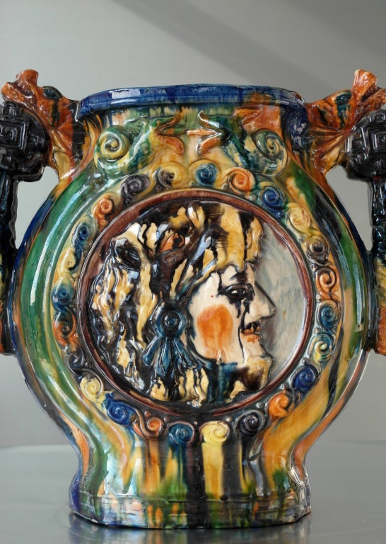 Pair Of Oaxacan Choreada y Vidriada Art Deco Vases 2