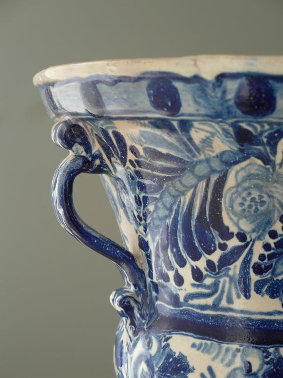 19th Century Rare Blue and White Talavara Flower Pot