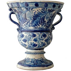 Antique Rare Blue and White Talavara Flower Pot
