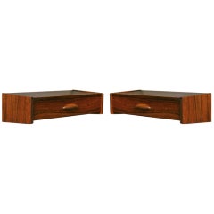 Vintage Rosewood Wall Mount Side Tables
