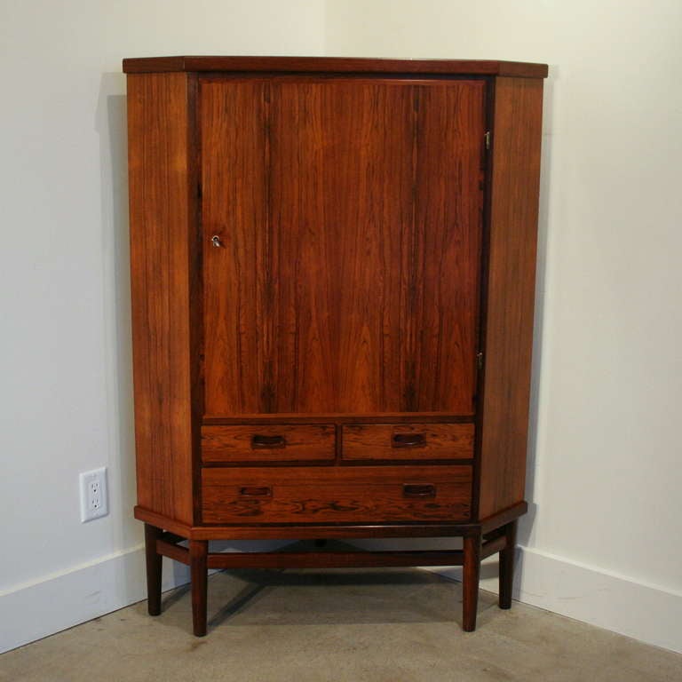 Mid-Century Modern Vintage Danish Rosewood Corner Cabinet