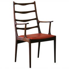 Vintage Danish Rosewood Tall Back Accent Chair