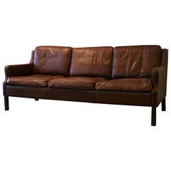 Vintage Danish Brown Leather Sofa