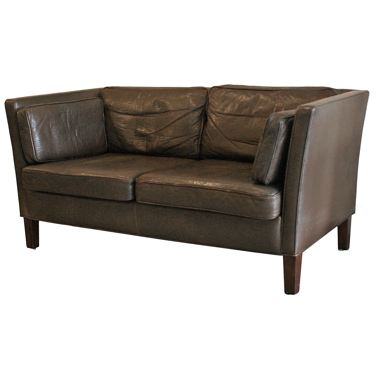 1960s Danish Leather Two-Seat Sofa