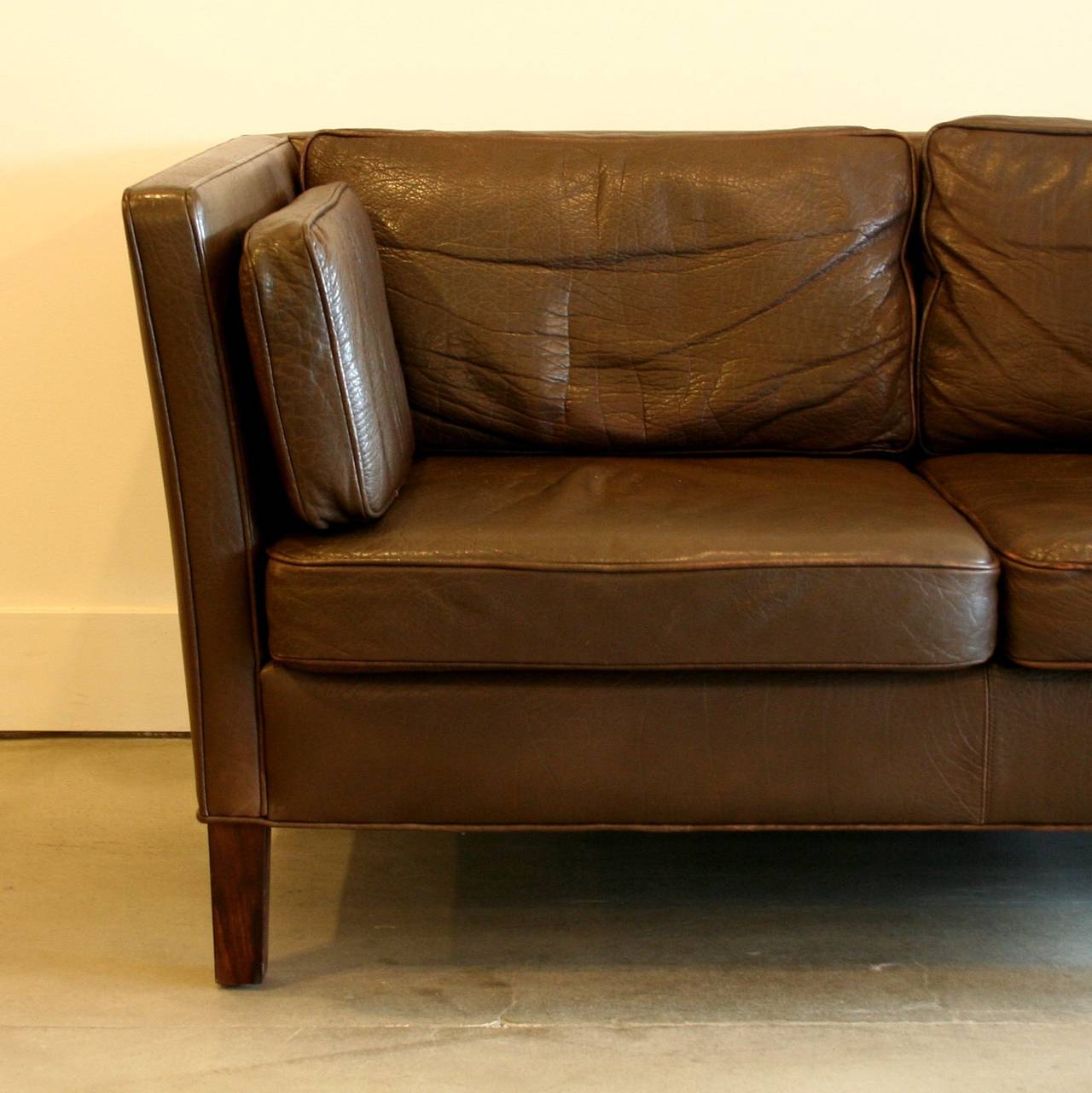 Mid-20th Century 1960s Danish Leather Two-Seat Sofa