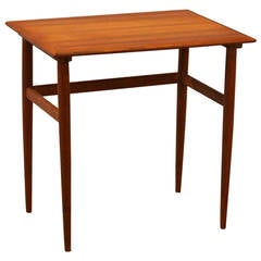 Vintage Danish Teak and Cane Side Table