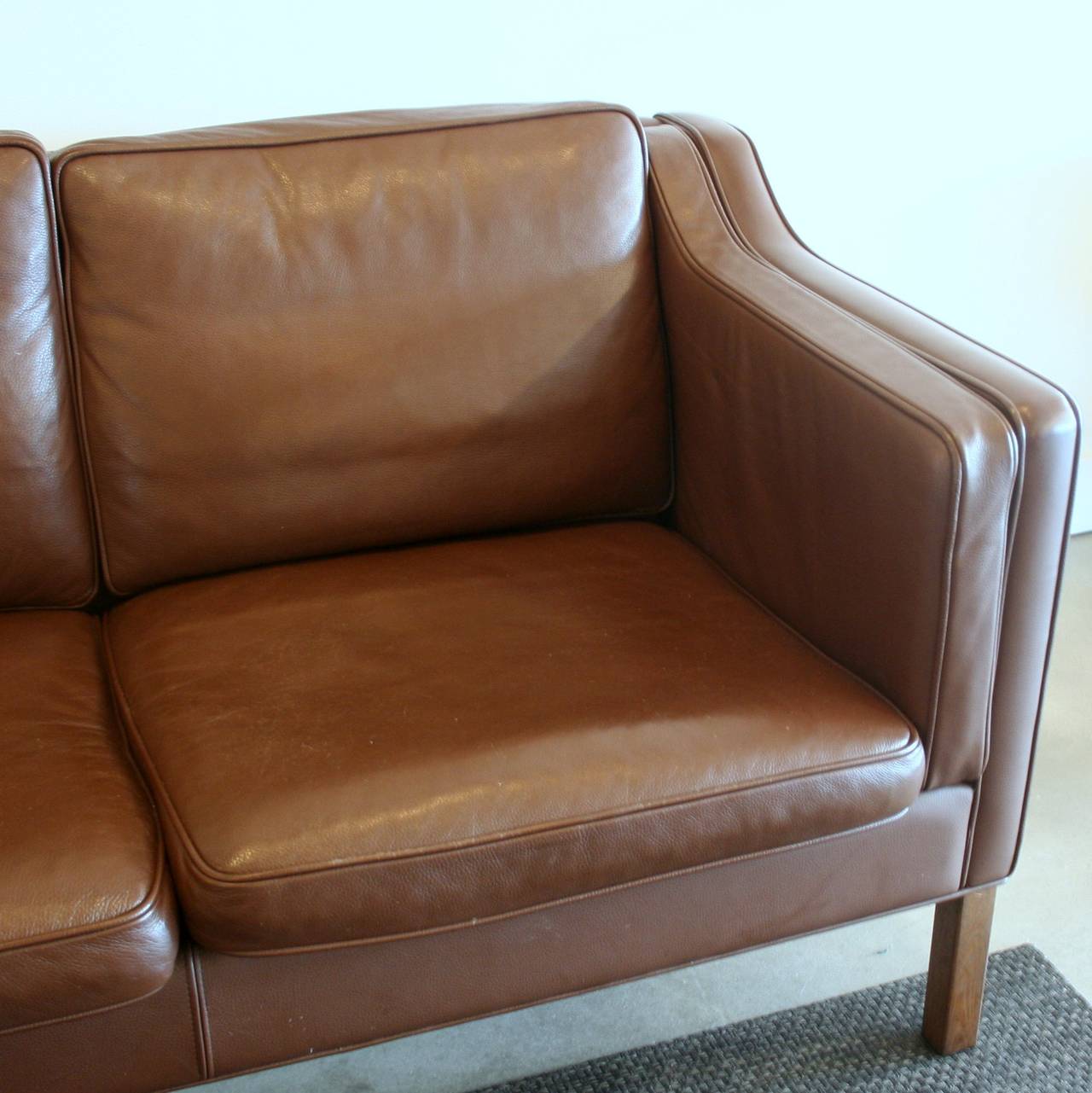 Mid-Century moderno Divano a due posti in pelle danese vintage