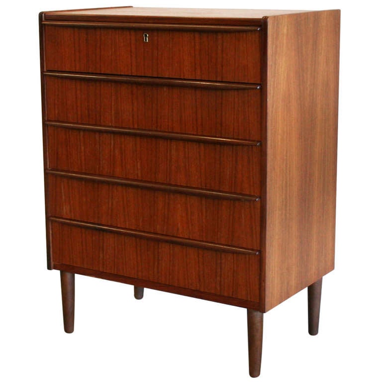 Vintage 5Drawer Teak Dresser at 1stDibs