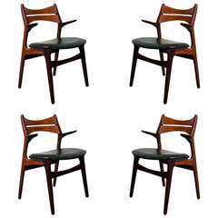 Vintage Teak Dining Chairs by Erik Buck