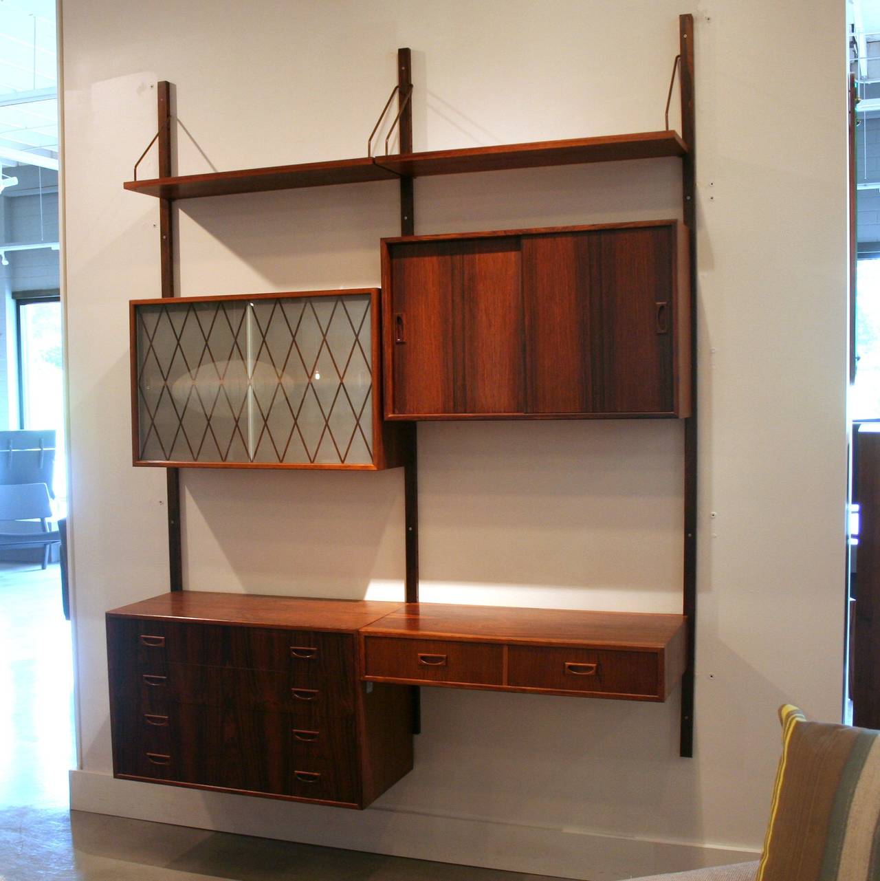 VIntage Danish Rosewood Wall System In Excellent Condition In Vancouver, BC