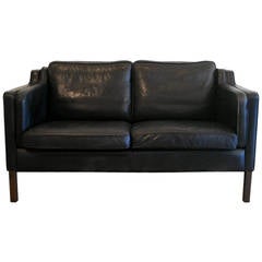 Vintage Danish Leather Two-Seat Sofa