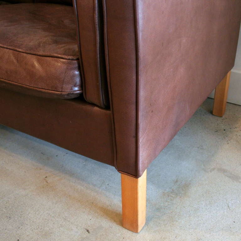 Mid-20th Century Vintage Brown Leather 2-seat Sofa