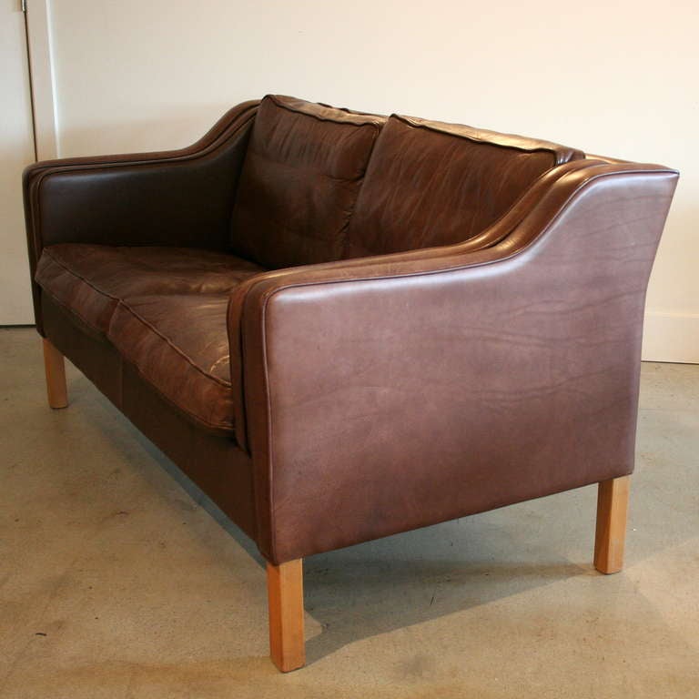 Vintage Brown Leather 2-seat Sofa 2