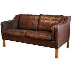 Vintage Brown Leather 2-seat Sofa
