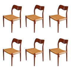Vintage Teak Dining Chairs, Set of Six