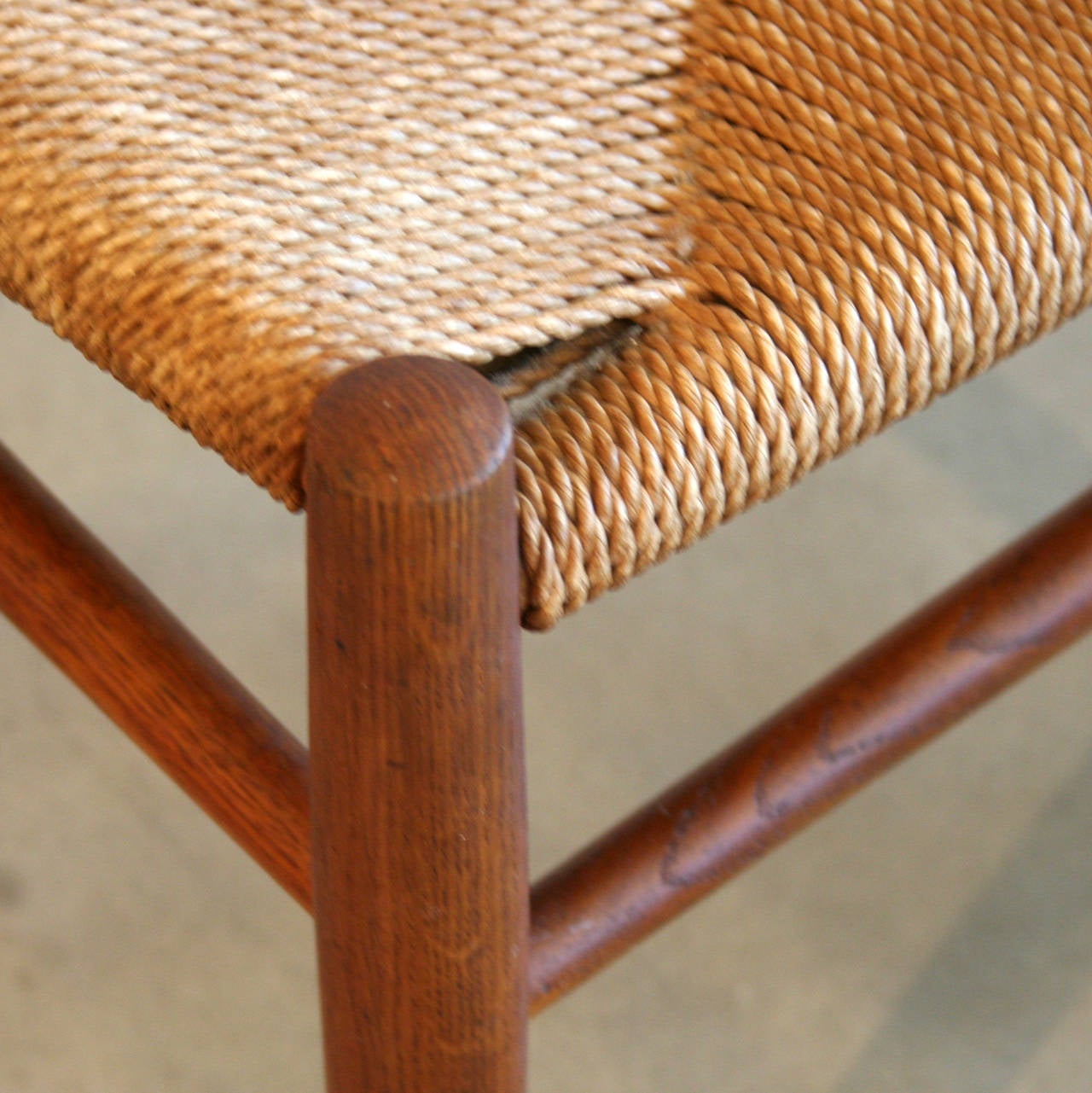 Vintage Danish Oak and Rope Foot Stool
