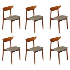 Vintage Teak Dining Chairs, Set of Six