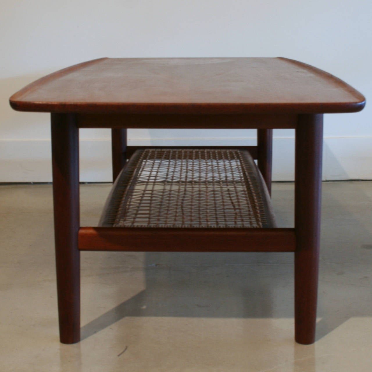 Vintage Danish Teak and Cane Coffee Table In Excellent Condition In Vancouver, BC