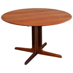 Vintage Danish Round Teak Pedestal  Base Table