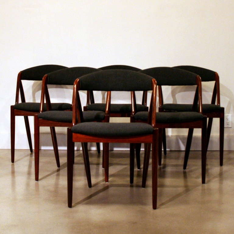 Danish Set of 6 Vintage Rosewood Dining Chairs by Kai Kristiansen