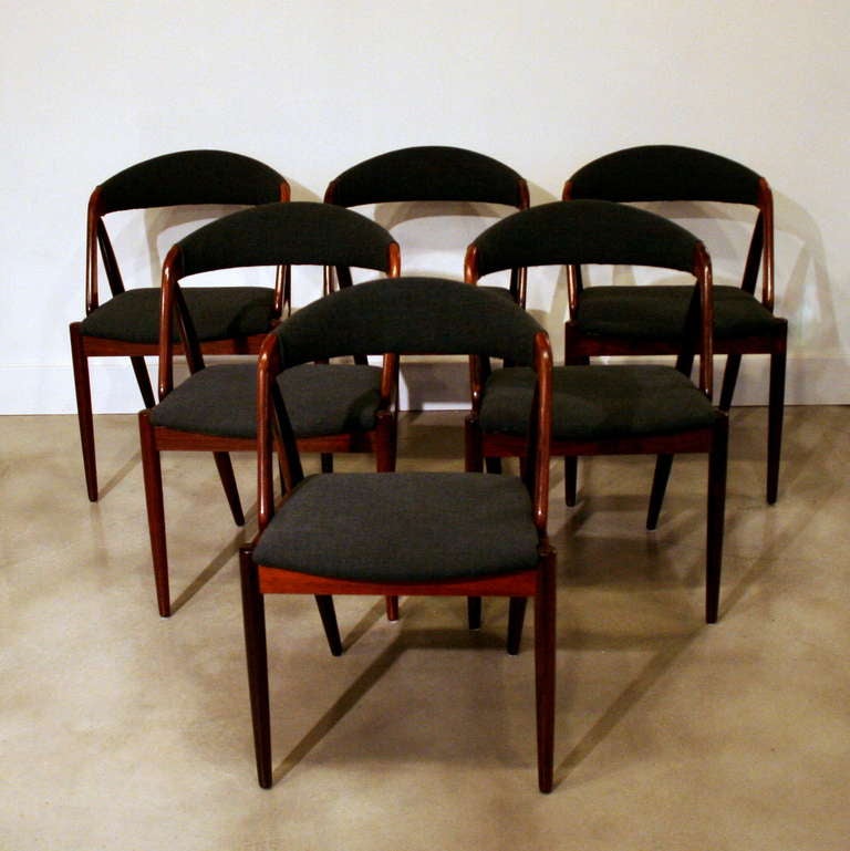 Set of 6 Vintage Rosewood Dining Chairs by Kai Kristiansen In Excellent Condition In Vancouver, BC