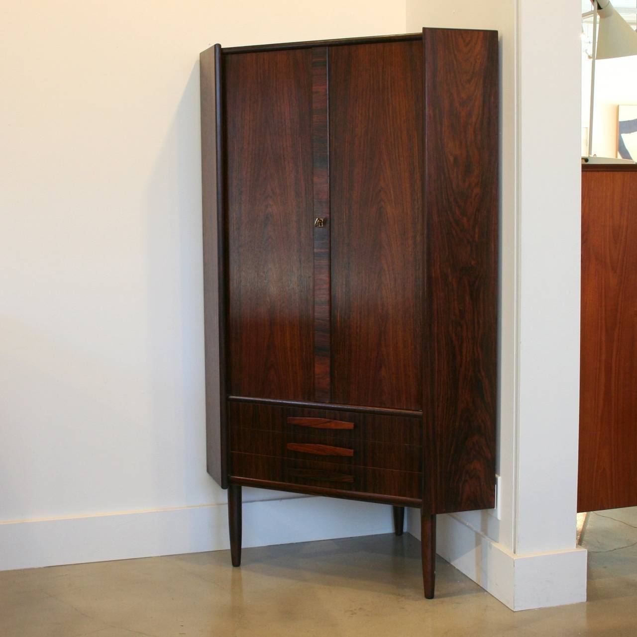 Vintage Danish Rosewood Corner Cabinet