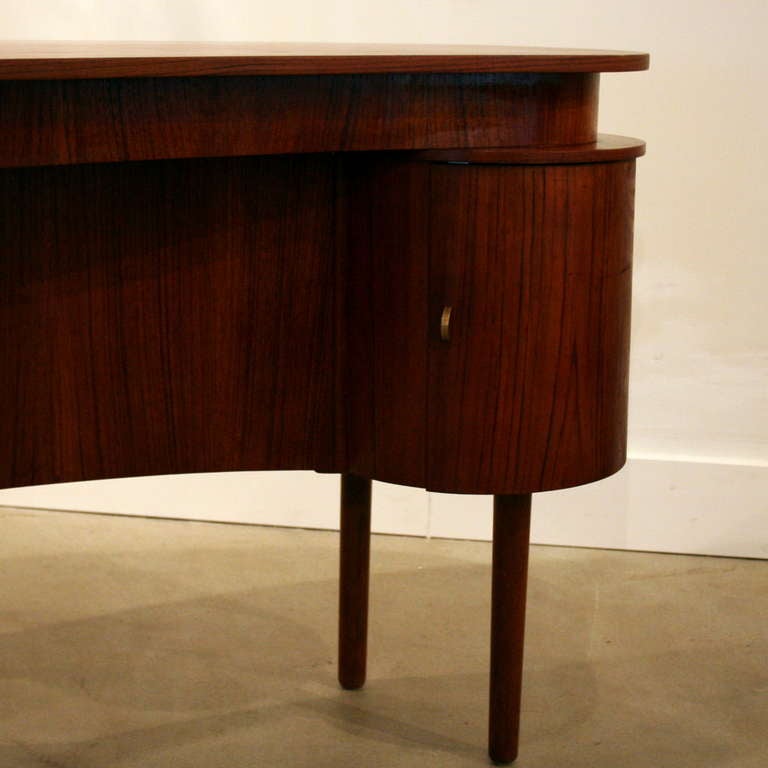 Mid-Century Modern Vintage Teak Kidney-Shaped Desk