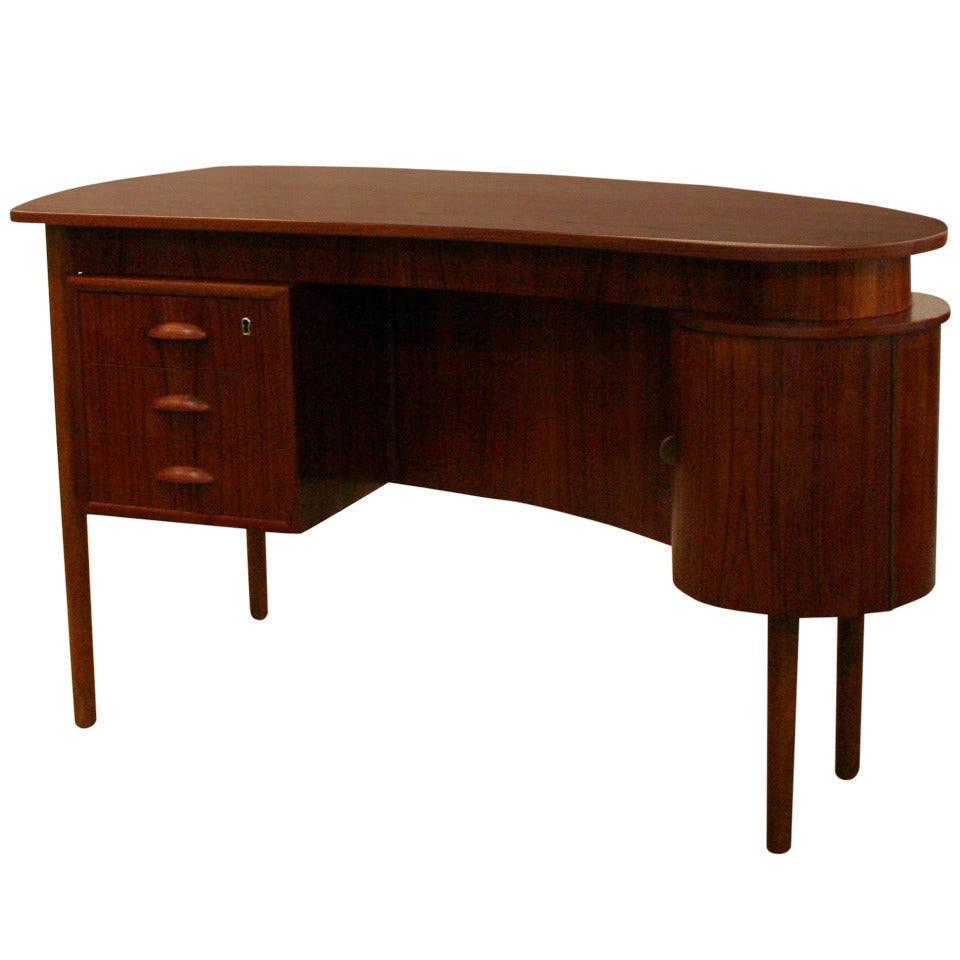 Vintage Teak Kidney-Shaped Desk