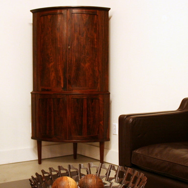 Vintage Rosewood Corner Bar Cabinet