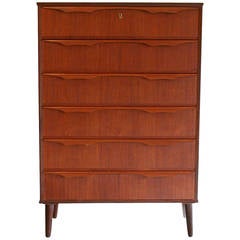 Vintage Danish Teak Six Drawer Dresser